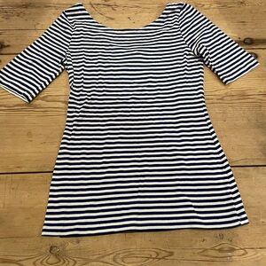 Banana Republic Navy and White Striped Shirt with scoop back